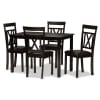 Rosie 5 Piece Rectangular Dining Room Set in Dark Brown Faux Finish by Baxton Studio - BAX-RH123C-Dark Brown Dining Set - Image 2 of 0