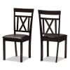 Rosie 5 Piece Rectangular Dining Room Set in Dark Brown Faux Finish by Baxton Studio - BAX-RH123C-Dark Brown Dining Set - Image 5 of 0