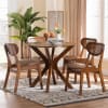 Giuliana 5 Piece Round Dining Room Set in Walnut Brown and Woven Rattan by Baxton Studio - BAX-RH253C-Walnut Rattan-Round-5PC - Image 1 of 0