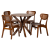 Giuliana 5 Piece Round Dining Room Set in Walnut Brown and Woven Rattan by Baxton Studio - BAX-RH253C-Walnut Rattan-Round-5PC - Image 2 of 0
