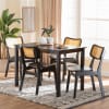 Estera 5 Piece Rectangular Dining Room Set in Dark Brown and Rattan Finish by Baxton Studio - BAX-RH254C-Natural Rattan/DB-Rectangle-5PC - Image 1 of 0