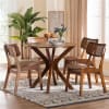 Linnet 5 Piece Round Dining Room Set in Walnut Brown and Rattan Finish by Baxton Studio - BAX-RH254C-Walnut Rattan-Round-5PC - Image 1 of 0