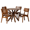 Linnet 5 Piece Round Dining Room Set in Walnut Brown and Rattan Finish by Baxton Studio - BAX-RH254C-Walnut Rattan-Round-5PC - Image 2 of 0