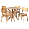 Donato 5 Piece Round Dining Room Set in Oak Brown and Rattan Brown by Baxton Studio - BAX-RH256C-Natural Rattan-Round-5PC - Image 2 of 0