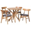 Shirina 5 Piece Round Dining Room Set in Grey and Natural Brown by Baxton Studio - BAX-RH373C-Grey/Natural-Round-5PC - Image 2 of 0