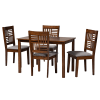 Deanna 5 Piece Rectangular Dining Room Set in Grey and Walnut Brown Finish by Baxton Studio - BAX-RH387C-Grey/Walnut-5PC - Image 2 of 0