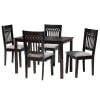 Genesis 5 Piece Rectangular Dining Room Set in Grey and Dark Brown Finish by Baxton Studio - BAX-RH389C-Grey/Dark Brown-5PC - Image 2 of 0