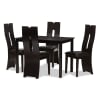 Alani 5 Piece Rectangular Dining Room Set in Dark Brown Finish by Baxton Studio - BAX-RH5509C-Dark Brown Dining Set - Image 2 of 0