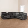 Amaris Modern and Contemporary Grey Bonded Leather 5-Piece Power Reclining Sectional by Baxton Studio - BAX-RX033A-Grey-SF - Image 2 of 0