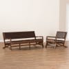 Rovelyn Rustic Brown Faux Leather 2-Piece Living Room Set by Baxton Studio - BAX-Rovelyn-Dark Brown/Walnut-2PC Set - Image 2 of 0