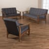 Larsen Mid-Century Modern Grey 3-Piece Living Room Set by Baxton Studio - BAX-SW5506-Grey/Walnut-3PC Set - Image 1 of 0