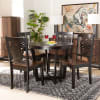 Salida 5 Piece Round Table Dining Room Set in Dark Brown and Walnut Brown Finish by Baxton Studio - BAX-Salida-Dark Brown/Walnut-5PC - Image 1 of 0