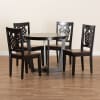 Salida 5 Piece Round Table Dining Room Set in Dark Brown and Walnut Brown Finish by Baxton Studio - BAX-Salida-Dark Brown/Walnut-5PC - Image 2 of 0