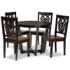 Salida 5 Piece Round Table Dining Room Set in Dark Brown and Walnut Brown Finish by Baxton Studio - BAX-Salida-Dark Brown/Walnut-5PC - Image 3 of 0