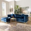 Giselle Glam and Luxe Navy Blue Velvet Sectional with Left Facing Chaise by Baxton Studio - BAX-TSF-6636-Navy Blue/Gold-LFC - Image 1 of 0