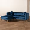 Giselle Glam and Luxe Navy Blue Velvet Sectional with Left Facing Chaise by Baxton Studio - BAX-TSF-6636-Navy Blue/Gold-LFC - Image 2 of 0