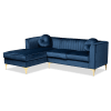 Giselle Glam and Luxe Navy Blue Velvet Sectional with Left Facing Chaise by Baxton Studio - BAX-TSF-6636-Navy Blue/Gold-LFC - Image 3 of 0