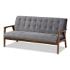 Asta Mid-Century Modern Grey Velvet 3-Piece Living Room Set by Baxton Studio - BAX-Togo-Grey Velvet/Walnut-3PC SF Set - Image 4 of 0