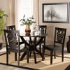 Wanda 5 Piece Round Dining Room Set in Dark Brown Finish by Baxton Studio - BAX-Wanda-Dark Brown-5PC - Image 1 of 0
