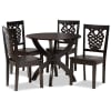 Wanda 5 Piece Round Dining Room Set in Dark Brown Finish by Baxton Studio - BAX-Wanda-Dark Brown-5PC - Image 2 of 0