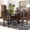 Wanda 5 Piece Round Dining Room Set in Dark Brown and Walnut Brown Finish by Baxton Studio - BAX-Wanda-Dark Brown/Walnut-5PC - Image 1 of 0