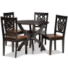 Wanda 5 Piece Round Dining Room Set in Dark Brown and Walnut Brown Finish by Baxton Studio - BAX-Wanda-Dark Brown/Walnut-5PC - Image 2 of 0