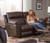 Costa 2 Piece Lay Flat Reclining Sofa Set in Chocolate Color Leather by Catnapper - 407-SET-CH - Image 5 of 0