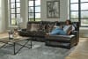 Como 3 Piece Manual Reclining Chaise Sectional in Chocolate Leather by Catnapper - 436-3C-CH - Image 2 of 0