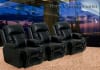 Geneva Theater Seating - 3 Black Leather Chairs By Catnapper - Electric Recline - Image 1 of 0