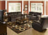 Escalade POWER Reclining Console Loveseat in Chocolate/Walnut Two Tone Fabric by Catnapper - 61719 - Image 2 of 0