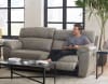 Costa Power Lay Flat Reclining Sofa in Putty Color Leather by Catnapper - 64071-P - Image 1 of 0