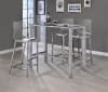 Clear Glass and Acrylic 3 Piece Bar Table Set in Chrome Finish by Coaster - 104873 - Image 1 of 0
