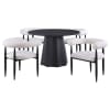 Camden 5 Piece Round Faux Marble Top Dining Room Set in Faux Black Finish by Coaster - COA-105780 - Image 2 of 0