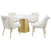 Ambrose 5 Piece Round Marble Top Dining Room Set in Gold and Ivory Finish by Coaster - COA-107600-107562 - Image 2 of 0