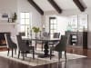 Phelps Grey Velvet Chairs 5 Piece Trestle Table Dining Set in Antique Noir Finish by Coaster - 121231-5G - Image 1 of 0