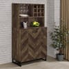 Mendoza Wine Cabinet in Rustic Oak Herringbone Finish by Coaster - 182082 - Image 1 of 0