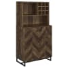 Mendoza Wine Cabinet in Rustic Oak Herringbone Finish by Coaster - 182082 - Image 2 of 0
