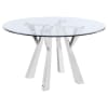 Alaia Ink Blue Chairs Round Glass Top Dining Table 5 Piece Set in Chrome Finish by Coaster - 190710 - Image 2 of 0