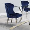 Alaia Ink Blue Chairs Round Glass Top Dining Table 5 Piece Set in Chrome Finish by Coaster - 190710 - Image 4 of 0