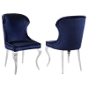 Alaia Ink Blue Chairs Round Glass Top Dining Table 5 Piece Set in Chrome Finish by Coaster - 190710 - Image 5 of 0
