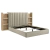 Arielle Queen Upholstered Bookcase Bed in Light Tan and Light Oak Finish by Coaster - 223111Q - Image 4 of 0
