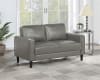Ruth Upholstered Track Arm Loveseat in Grey Leatherette by Coaster - COA-508366 - Image 1 of 0