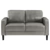 Ruth Upholstered Track Arm Loveseat in Grey Leatherette by Coaster - COA-508366 - Image 2 of 0