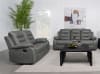 Nova 2 Piece Upholstered Padded Arm Reclining Sofa Set in Dark Grey by Coaster - COA-602531-S - Image 1 of 0