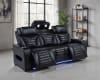 Zuma Dual Power Reclining Sofa with Reading Lights in Black Finish by Coaster - 603251PP - Image 2 of 0