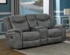 Conrad Gliding Reclining Console Loveseat in Grey Performance Leatherette by Coaster - 650355 - Image 1 of 0