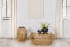 Dahlia Round Glass Top Woven Rattan Coffee Table in Natural Brown Finish by Coaster - 709808 - Image 1 of 0