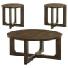 Kessler 3 Piece Round Cocktail Table Set in Brown Finish by Coaster - 735998-S3 - Image 2 of 0