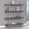 Grimma 63-Inch 4-Shelf Bookshelf in Rustic Grey and Chrome Finish by Coaster - COA-802613 - Image 2 of 0