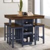 Azurine 5 Piece Counter Height Dining Set in Antique Dark Oak/Muted Blue Finish by Furniture of America - FOA-CM3493PT-5PK - Image 2 of 0